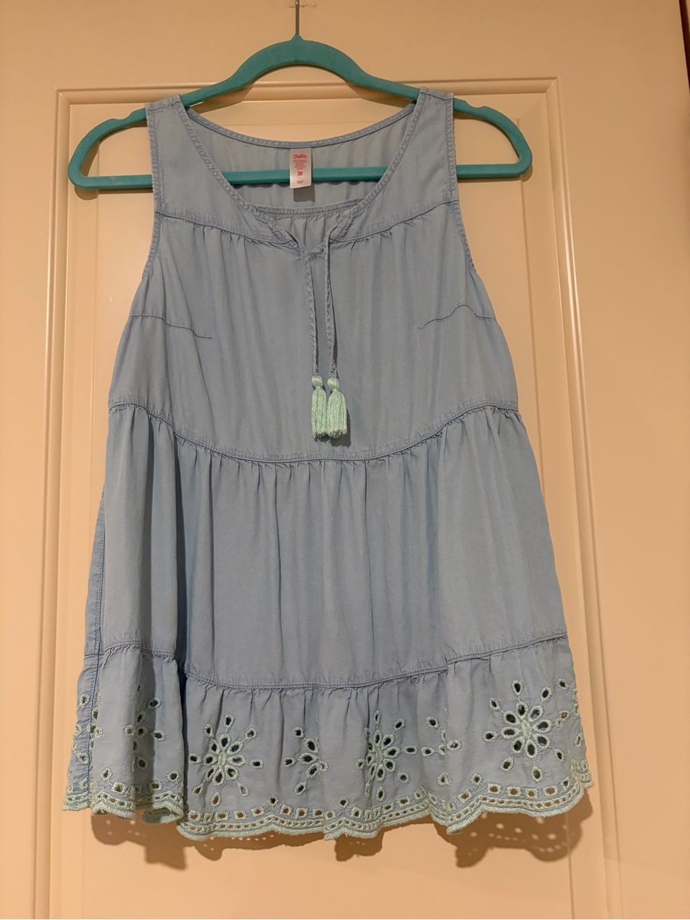 Justice Light Blue Sleeveless Eyelet Top Size 20/Adult S